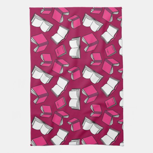 Bibliothek Bücher Spaß Bibliothekar Bookworm Rosa Geschirrtuch (Vertikal)