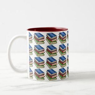 Bibliothek Buchstapel Liebe Lesen Lehrer Bibliothe Zweifarbige Tasse