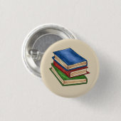 Bibliothek Buchstapler Lehrer Bibliothekare Erzieh Button (Vorne & Hinten)