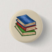 Bibliothek Buchstapler Lehrer Bibliothekare Erzieh Button (Vorderseite)