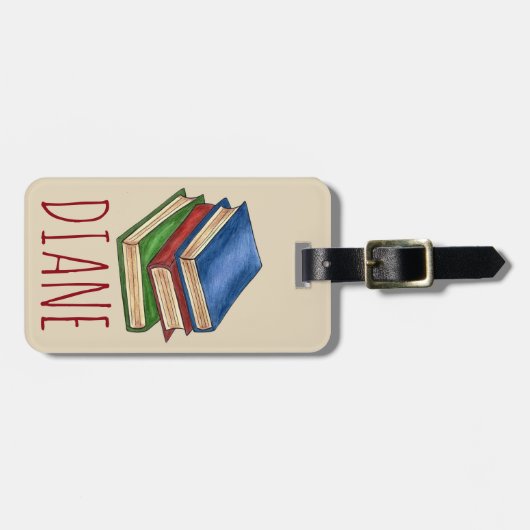 Bibliothek Buchstapler Lehrer Bibliothekare Erzieh Gepäckanhänger (Vorderseite horizontal)