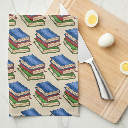 Bibliothek Buchstapler Lehrer Bibliothekare Erzieh Geschirrtuch (Viertel Falte)