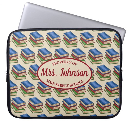 Bibliothek Buchstapler Lehrer Bibliothekare Erzieh Laptopschutzhülle (Vorderseite)