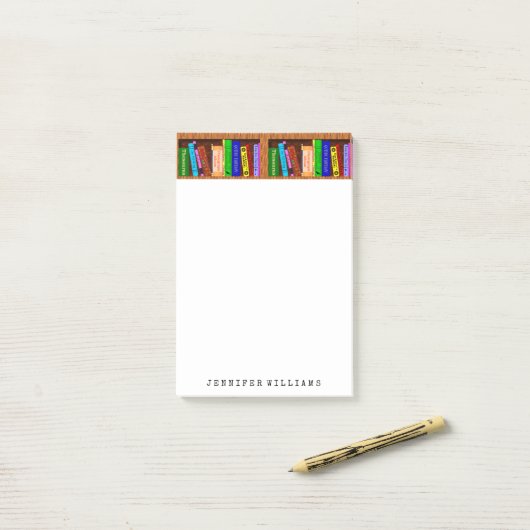 Bibliothek bucht englischer den personalisierten post-it klebezettel (Auf Schreibtisch)