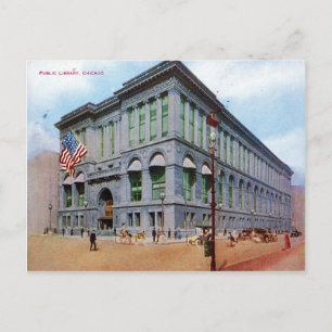 Bibliothek, Chicago Illinois 1917 Vintag Postkarte