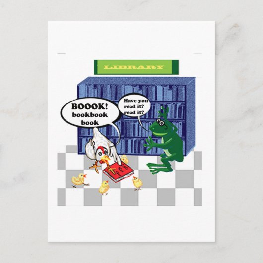 BIBLIOTHEK CHOOK JOKE POSTKARTE (Vorderseite)