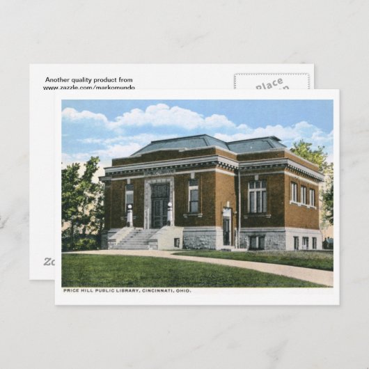 Bibliothek, Cincinnati, Ohio Vintag Postkarte (Vorne/Hinten)