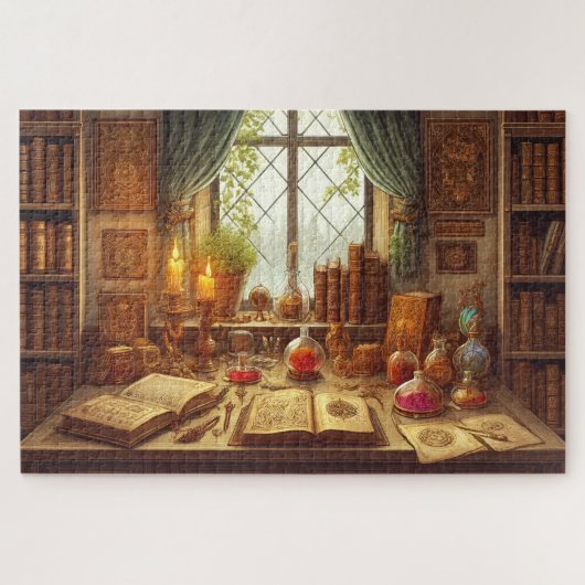Bibliothek des Zauberers Mystische Studie Fantasy Puzzle (Horizontal)