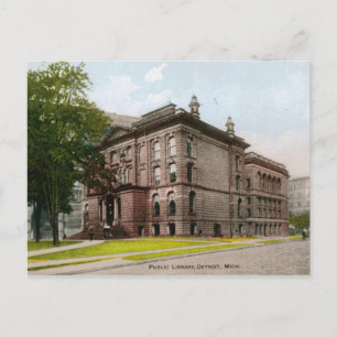 Bibliothek, Detroit, MI 1909 Vintag Postkarte