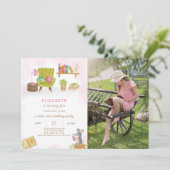 Bibliothek Einladung zum Geburtstag mit Foto (Stehend Vorderseite)