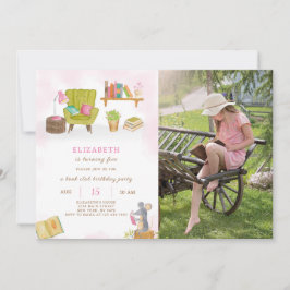 Bibliothek Einladung zum Geburtstag mit Foto