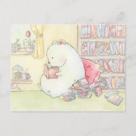 Bibliothek Eisbär Eiswürmer Aquarell Postkarte