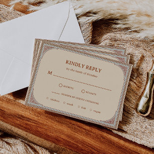Bibliothek Elegante Vintage-Rahmen-Hochzeit RSVP Karte