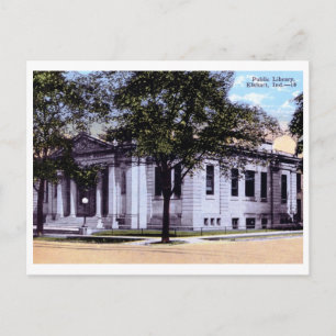 Bibliothek, Elkhart, Indiana 1930 Vintage Postkarte