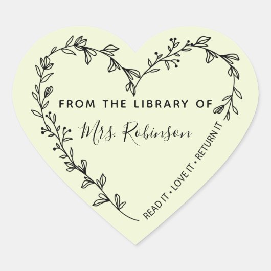 Bibliothek für Blumenkreide Herz-Aufkleber (Vorderseite)