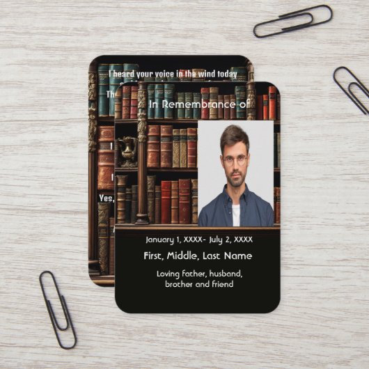 Bibliothek für die Gedächtniskarte Visitenkarte (Vorderseite/Rückseite Beispiel)