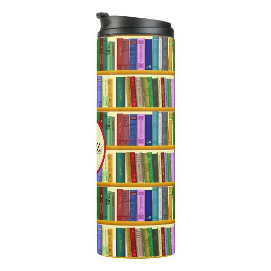 Bibliothek für Genie. Bücher für clevere Schüler Thermosbecher (Nach rechts gedreht)