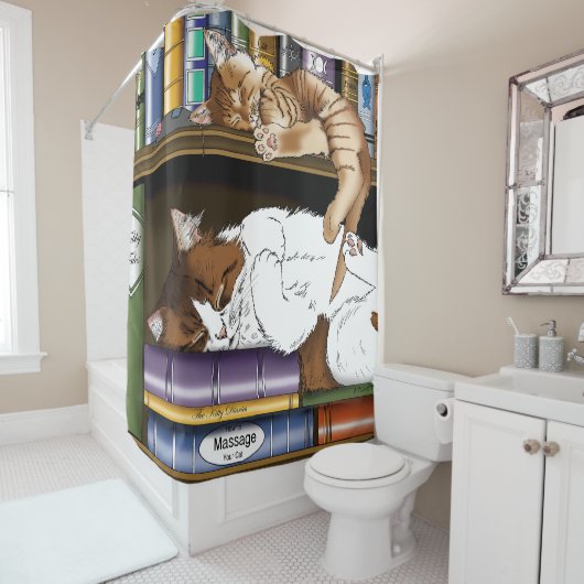 Bibliothek für Katzen buchen Duschvorhang (Beispiel)