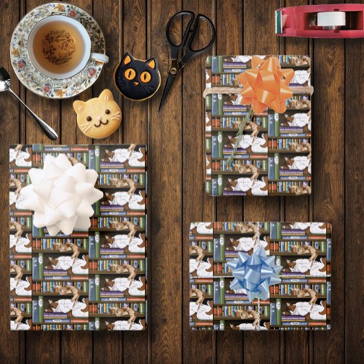 Bibliothek für Katzen buchen Geschenkpapier Set
