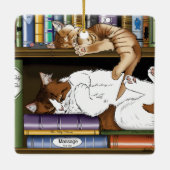 Bibliothek für Katzen buchen Keramikornament (Rückseite)