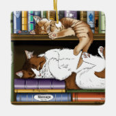 Bibliothek für Katzen buchen Keramikornament (Vorderseite)
