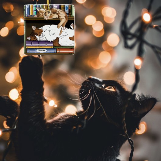Bibliothek für Katzen buchen Keramikornament