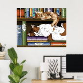 Bibliothek für Katzen buchen Poster (Heimbüro)