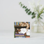 Bibliothek für Katzen buchen Quadratische Visitenkarte (Stehend Vorderseite)