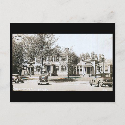 Bibliothek, Greenfield, Massachusetts Vintag Postkarte (Vorderseite)