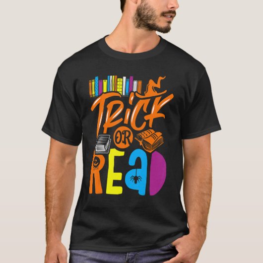 Bibliothek Halloween Costume Trick oder lesen T-Shirt (Vorderseite)