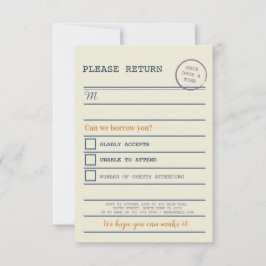 Bibliothek Hochzeitungs-RSVP Buchrückgabekarten RSVP Karte
