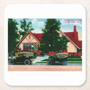 Bibliothek, Hollywood, CA Vintage Rechteckiger Pappuntersetzer