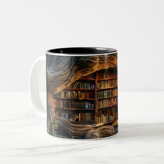 Bibliothek im 3D-Stil von Woods Zweifarbige Tasse (Vorderseite Links)