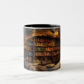 Bibliothek im 3D-Stil von Woods Zweifarbige Tasse (Mittel)