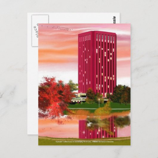 Bibliothek im Herbst von Tam Nguyen Postkarte (Vorne/Hinten)