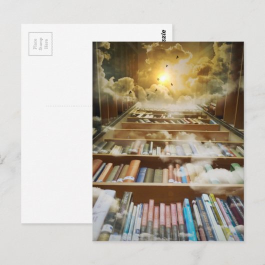 Bibliothek im Himmel Postkarte (Vorne/Hinten)