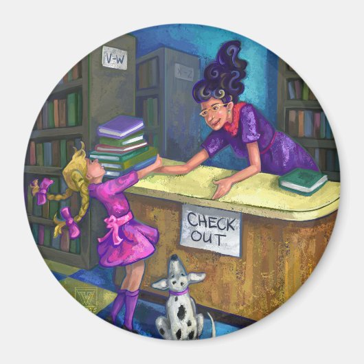 Bibliothek Karo Out Artwork Magnet (Vorne)
