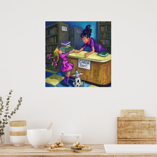 Bibliothek Karo Out Artwork Poster (Küche)