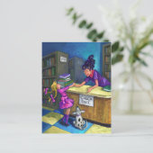 Bibliothek Karo Out Artwork Postkarte (Stehend Vorderseite)