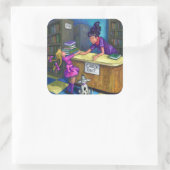 Bibliothek Karo Out Artwork Quadratischer Aufkleber (Tasche)