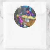 Bibliothek Karo Out Artwork Runder Aufkleber (Tasche)