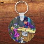 Bibliothek Karo Out Artwork Schlüsselanhänger (Vorderseite)