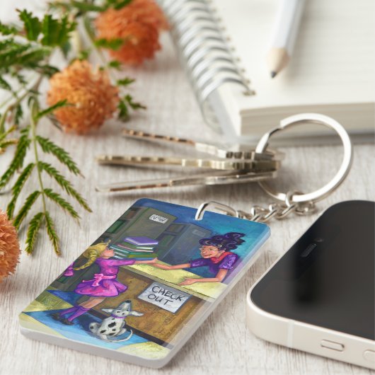 Bibliothek Karo Out Artwork Schlüsselanhänger (Vorderseite rechts)