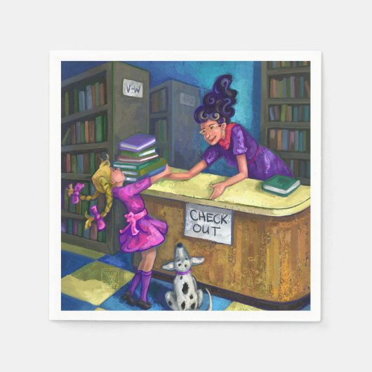 Bibliothek Karo Out Artwork Serviette (Vorderseite)