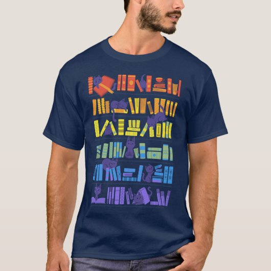 Bibliothek Kätzchen Junge T-Shirt (Vorderseite)