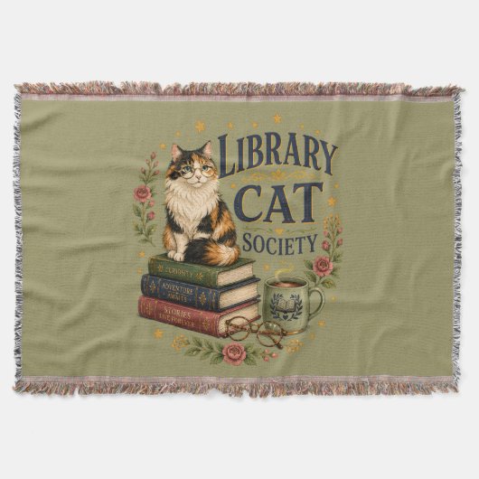 Bibliothek Katzen Gesellschaft Buchliebende Dreifa Decke (Vorderseite)