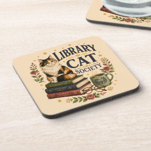 Bibliothek Katzen Gesellschaft Buchliebende Dreifa Getränkeuntersetzer
