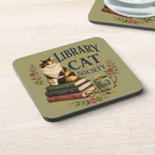 Bibliothek Katzen Gesellschaft Buchliebende Dreifa Getränkeuntersetzer