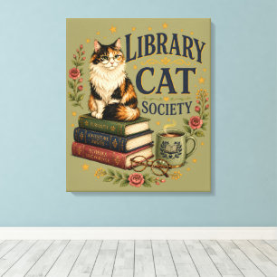 Bibliothek Katzen Gesellschaft Buchliebende Dreifa Leinwanddruck