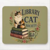 Bibliothek Katzen Gesellschaft Buchliebende Dreifa Mousepad (Vorne)